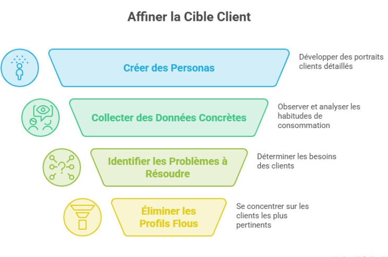 graphique illustrant les étapes clés d'une étude de marché aboutie